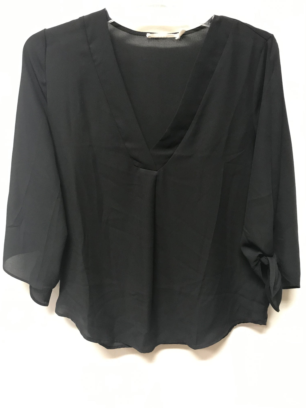 Lush Black Sheer Tie Sleeve- XS