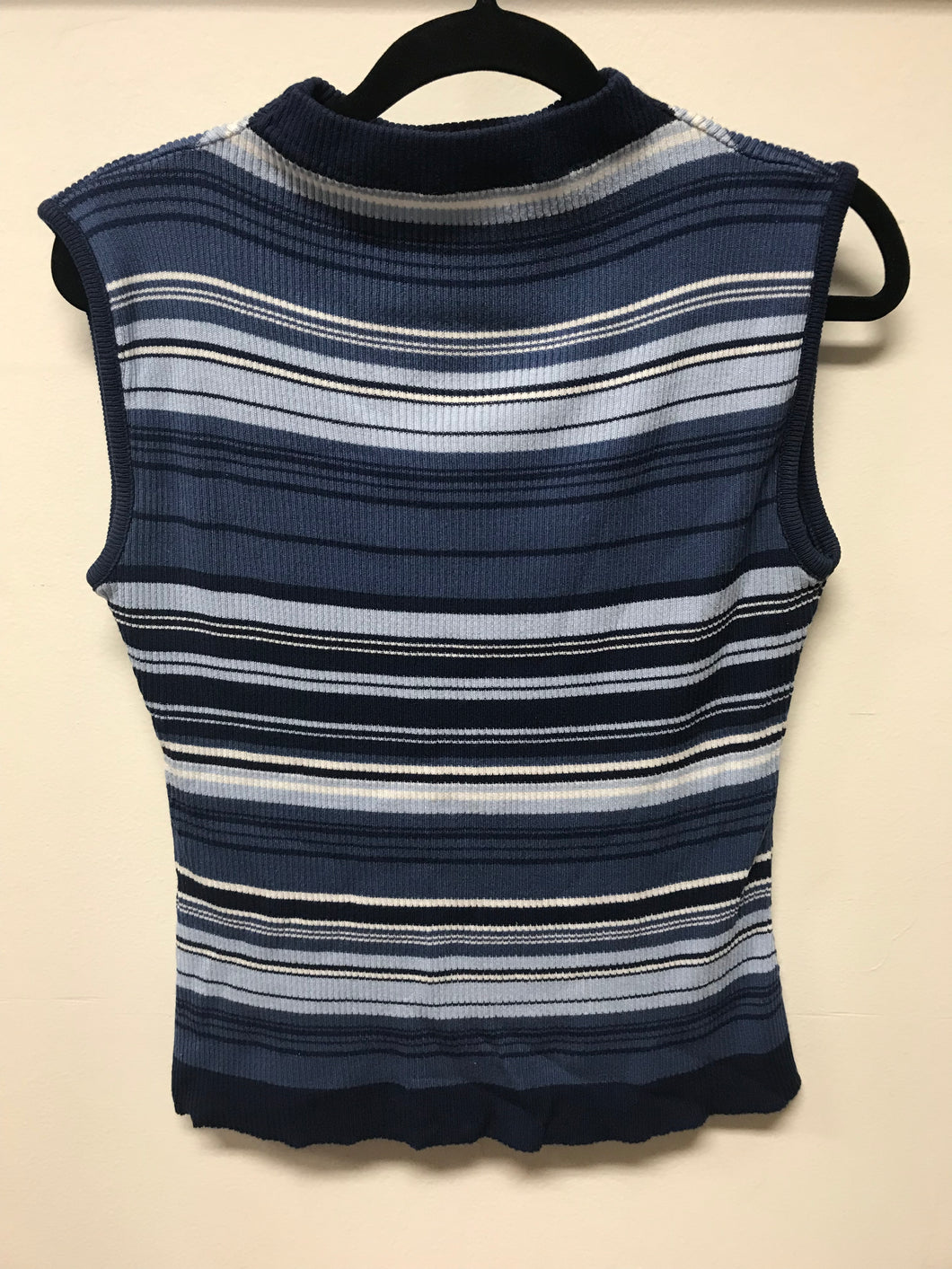 Blue Stripe Sleeveless Sweater- M
