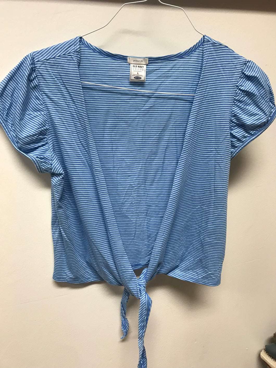 Old Navy Blue Stripe Tie Front- L