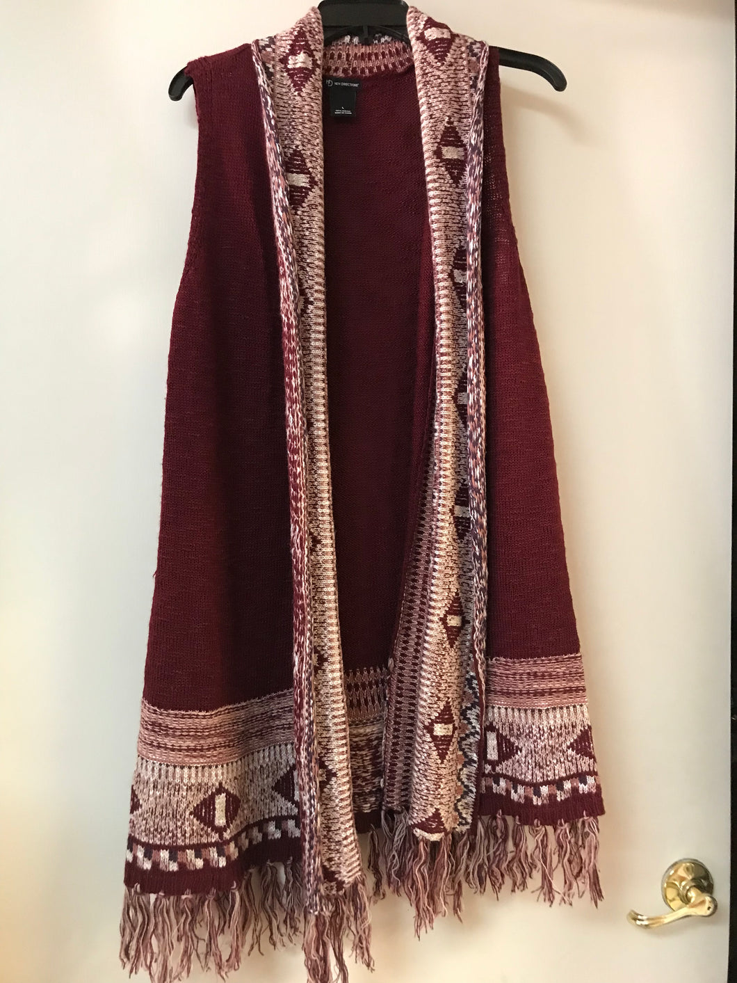 Burgundy Sleeveless Cardigan- L