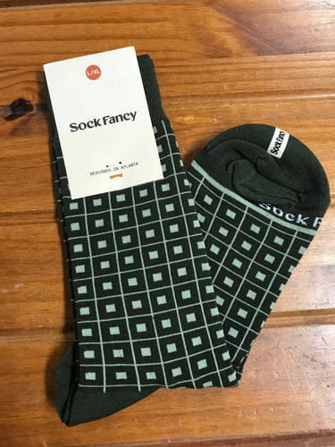 Sock Fancy Olive Squares