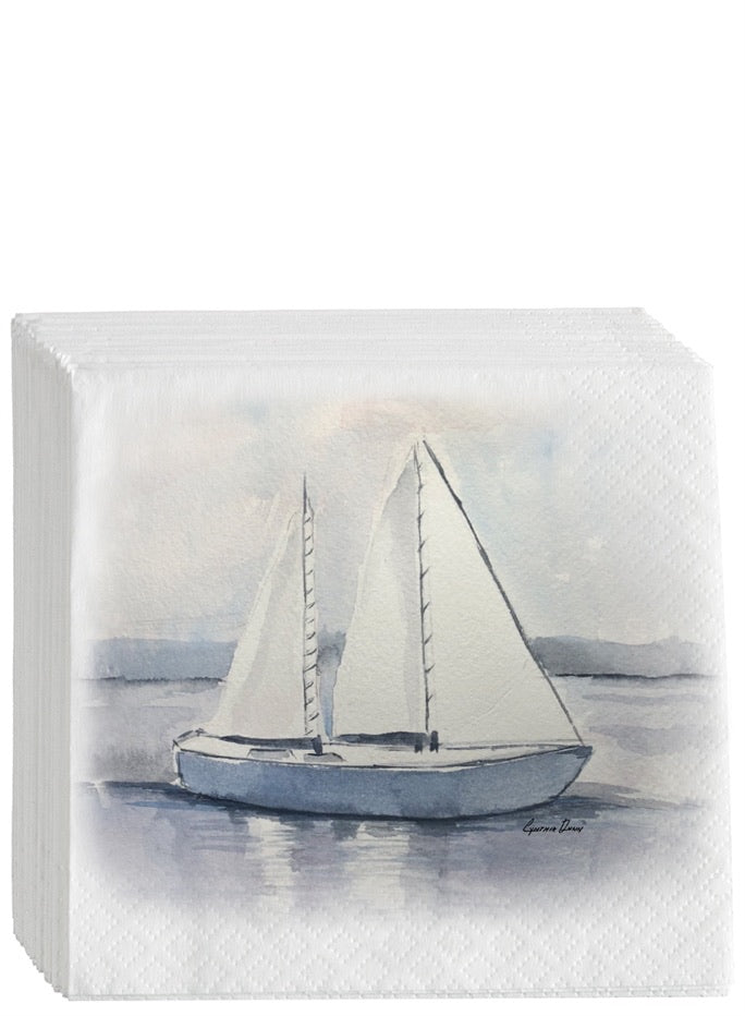 Cynthia Dunn Sailboat Beverage Napkin  no