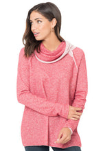 Load image into Gallery viewer, Pink Raw Edge Cowl Neck