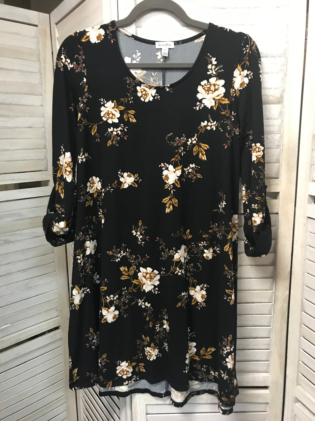 Love Fire Black Floral Dress- Small