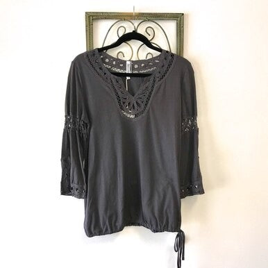 Gray Blouse with Bottom Tie