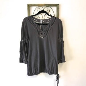 Gray Blouse with Bottom Tie