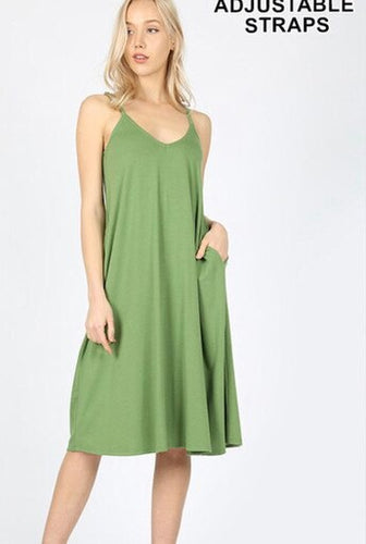 V- Neck Cami Midi Dress
