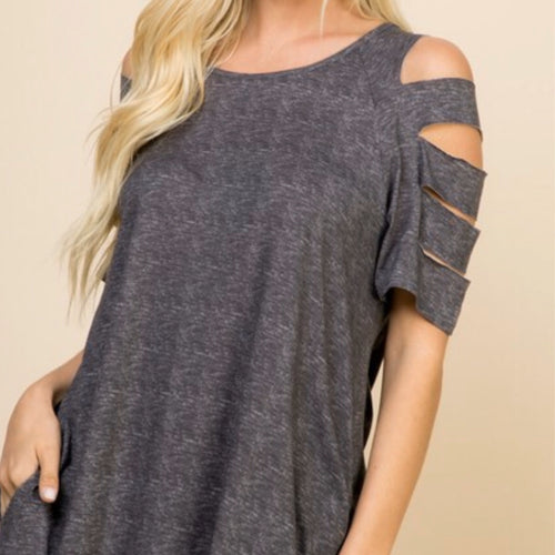 Charcoal Die Cut Top With Pockets