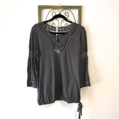 Gray Blouse with Bottom Tie