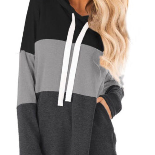Black Color Block Hoodie