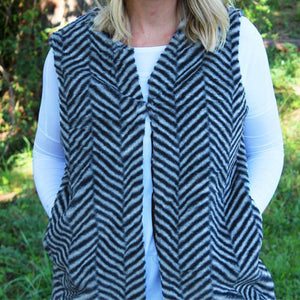 Herringbone Faux Fur Vest
