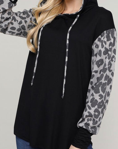 Leopard Long Sleeve Hoodie Top