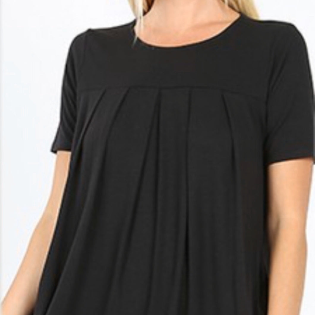 Short Sleeve Pleated Front Top