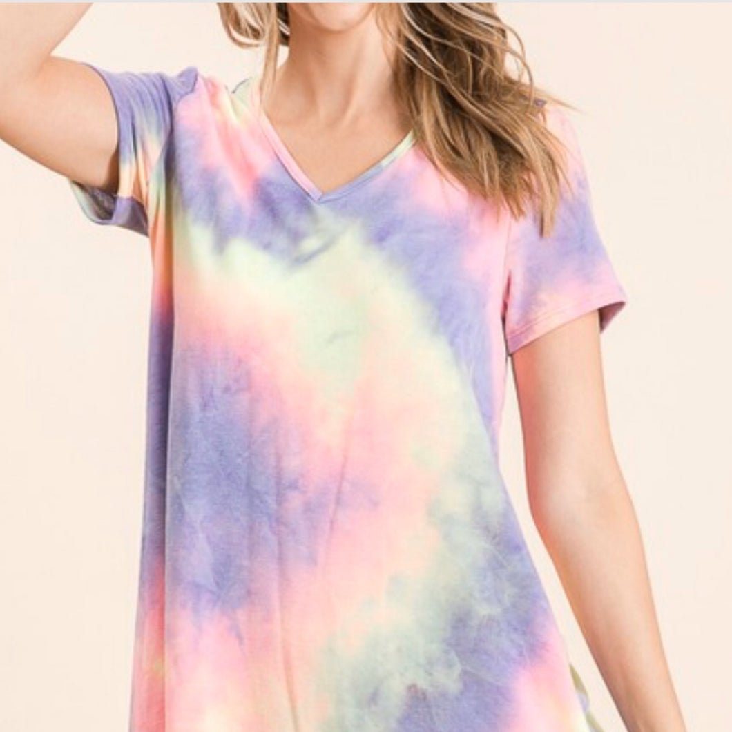 Tie Dye V Neck Dress