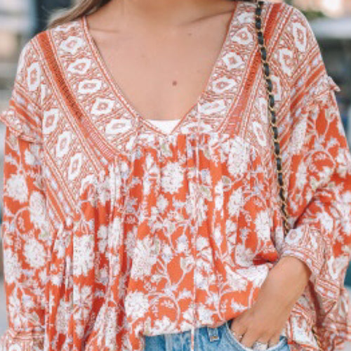 Orange Boho Top