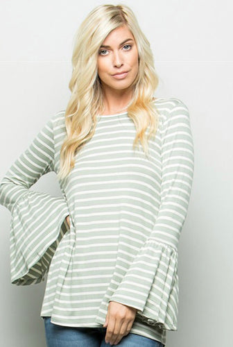 Bell Sleeve Striped Top